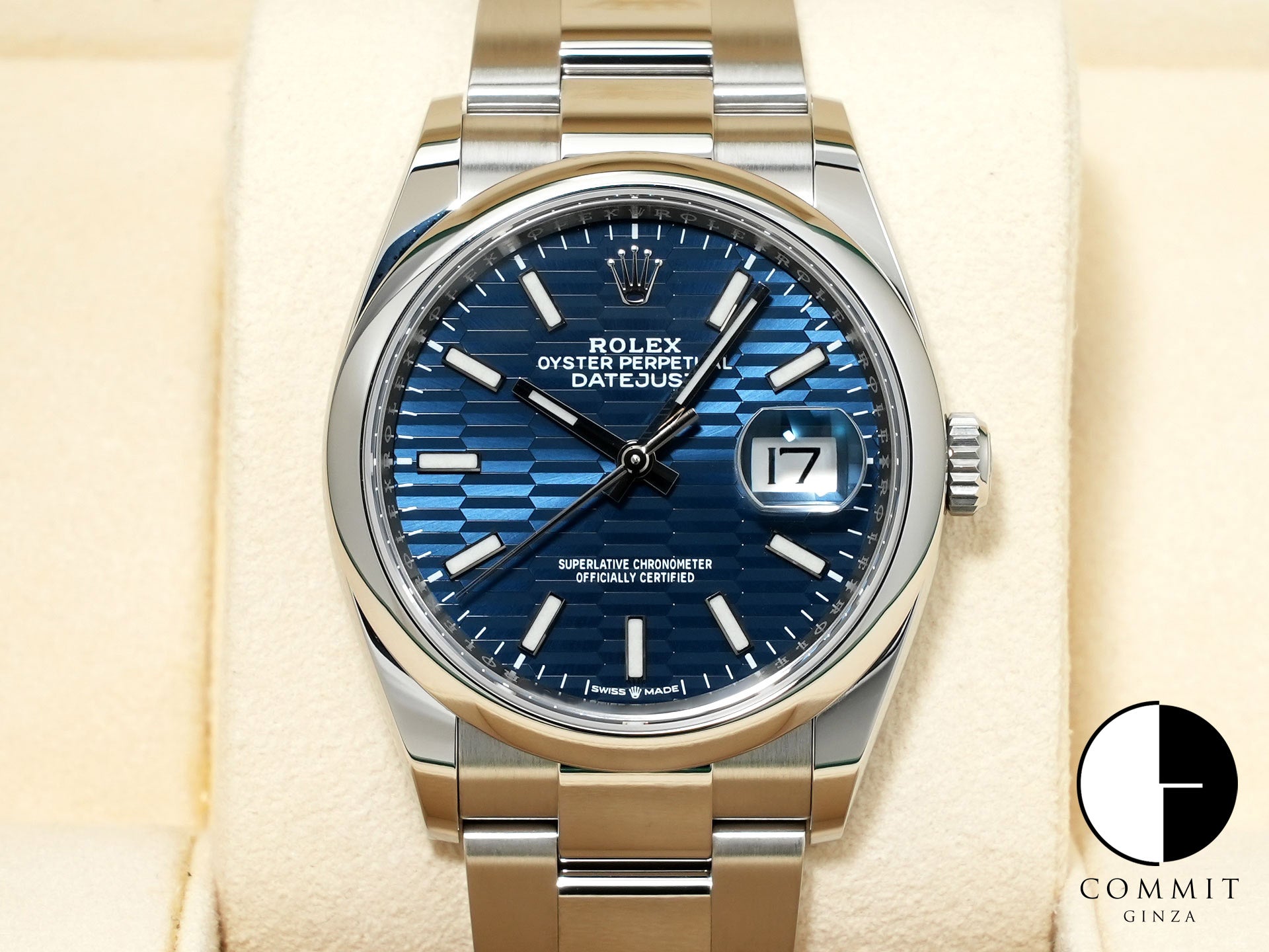 ロレックス デイトジャスト36 Ref.126200 ステンレススチール ブルー フルーテッドモチーフ文字盤 オイスターブレスレット 美品 mu7jcvik