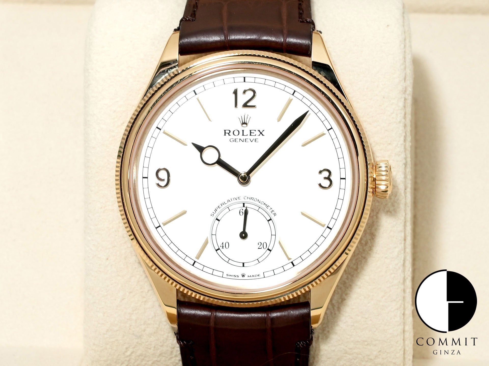 ロレックス 1908 Ref.52508 イエローゴールド ホワイト文字盤 革ベルト 美中古 hnvc23mb