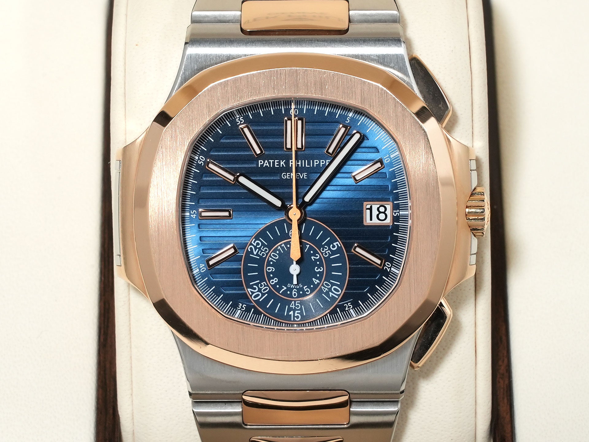 パテックフィリップ ノーチラス クロノグラフ Ref.5980/1AR-001 ステンレススチール/ローズゴールド ブルー文字盤 中古 jykint46