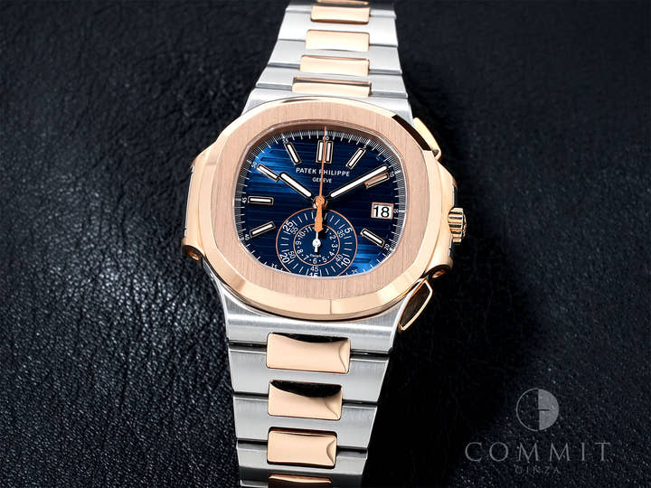 パテックフィリップ ノーチラス クロノグラフ Ref.5980/1AR-001 ステンレススチール/ローズゴールド ブルー文字盤 中古 jykint46