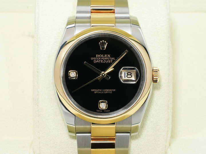 ロレックス デイトジャスト Ref.116203 ステンレススチール/イエローゴールド オニキス文字盤 中古 k5ix6zrk