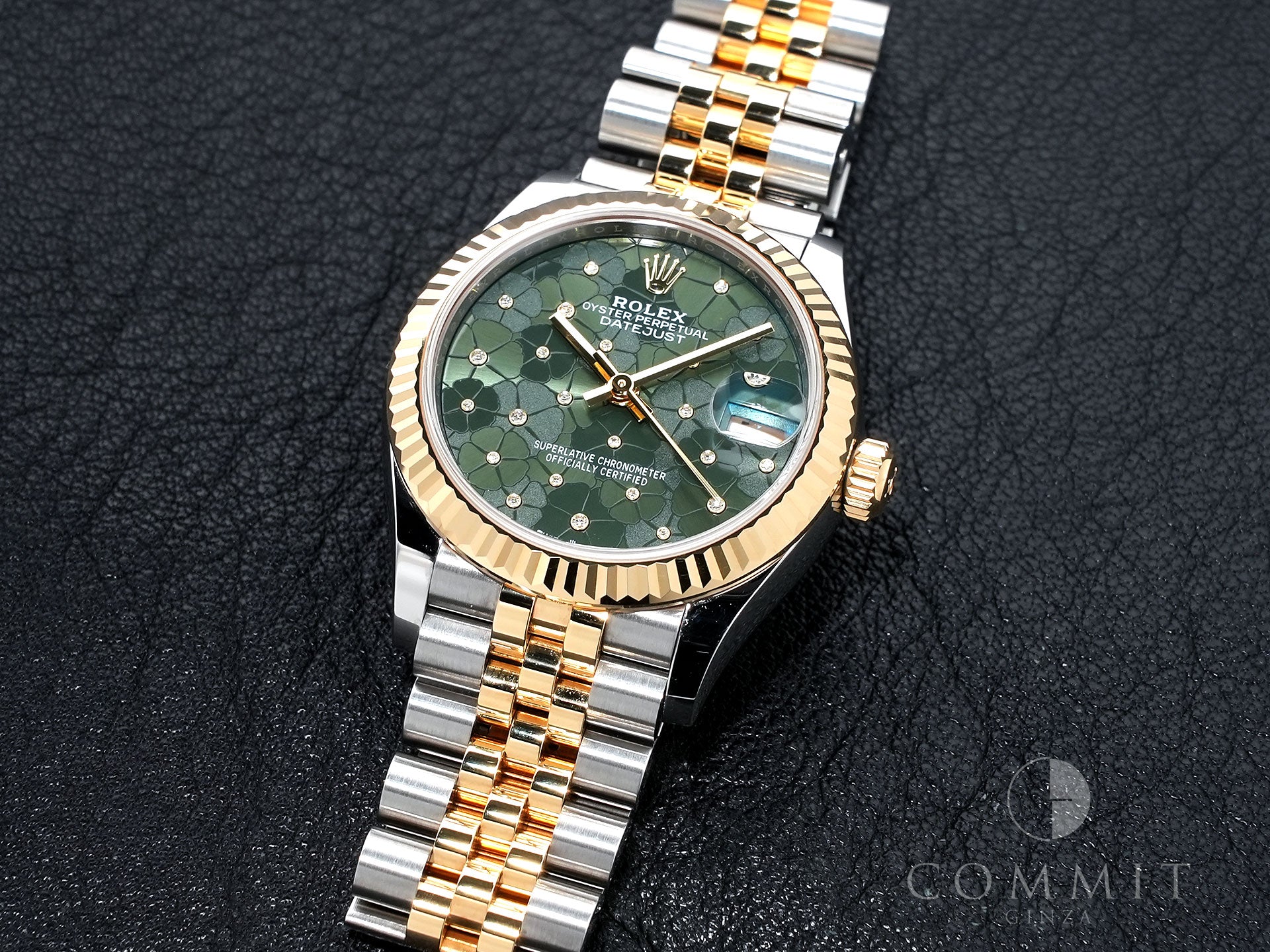 ロレックス デイトジャスト Ref.278273 ステンレススチール/イエローゴールド オリーブグリーン フローラルモチーフ文字盤 美品 xi2gkpvy
