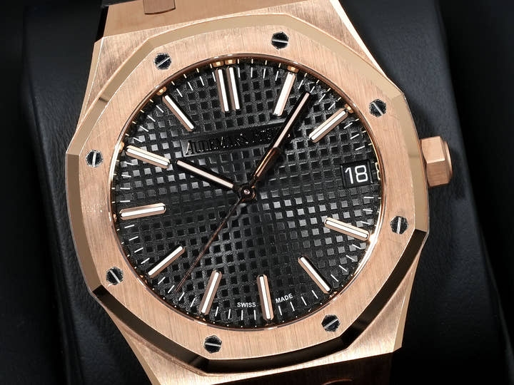 オーデマピゲ ロイヤルオーク 50周年記念 Ref.15510OR.OO.D002CR.01 ピンクゴールド ブラック文字盤 中古 im78dcg3