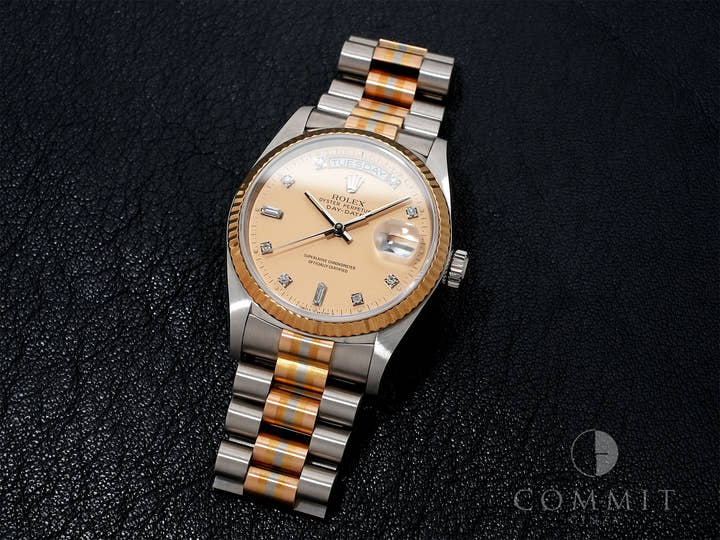 ロレックス デイデイト トリドール Ref.18039BIC ホワイトゴールド/ローズゴールド/イエローゴールド ハバナ10Pダイヤ文字盤 中古 ne5sfqrw