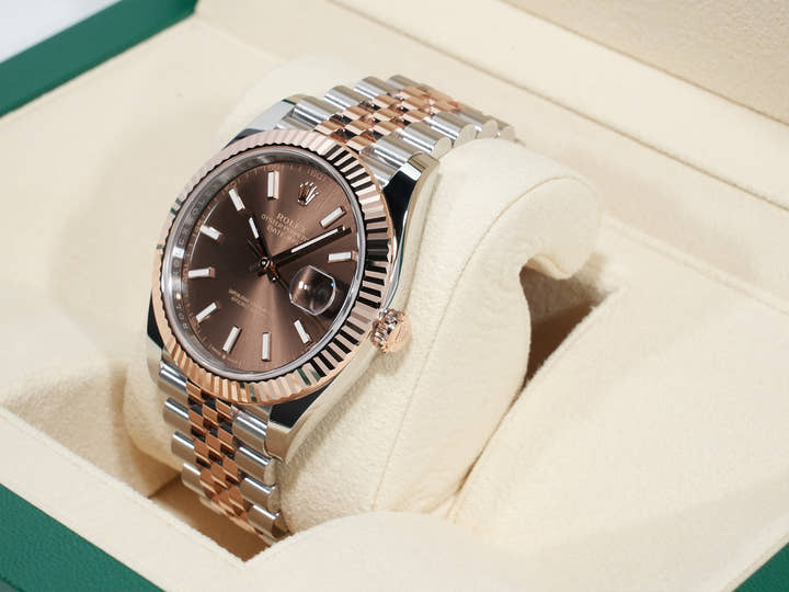 ロレックス デイトジャスト41 Ref.126331 ステンレススチール/エバーローズゴールド チョコレート文字盤 ジュビリーブレスレット 未使用 stibc8md