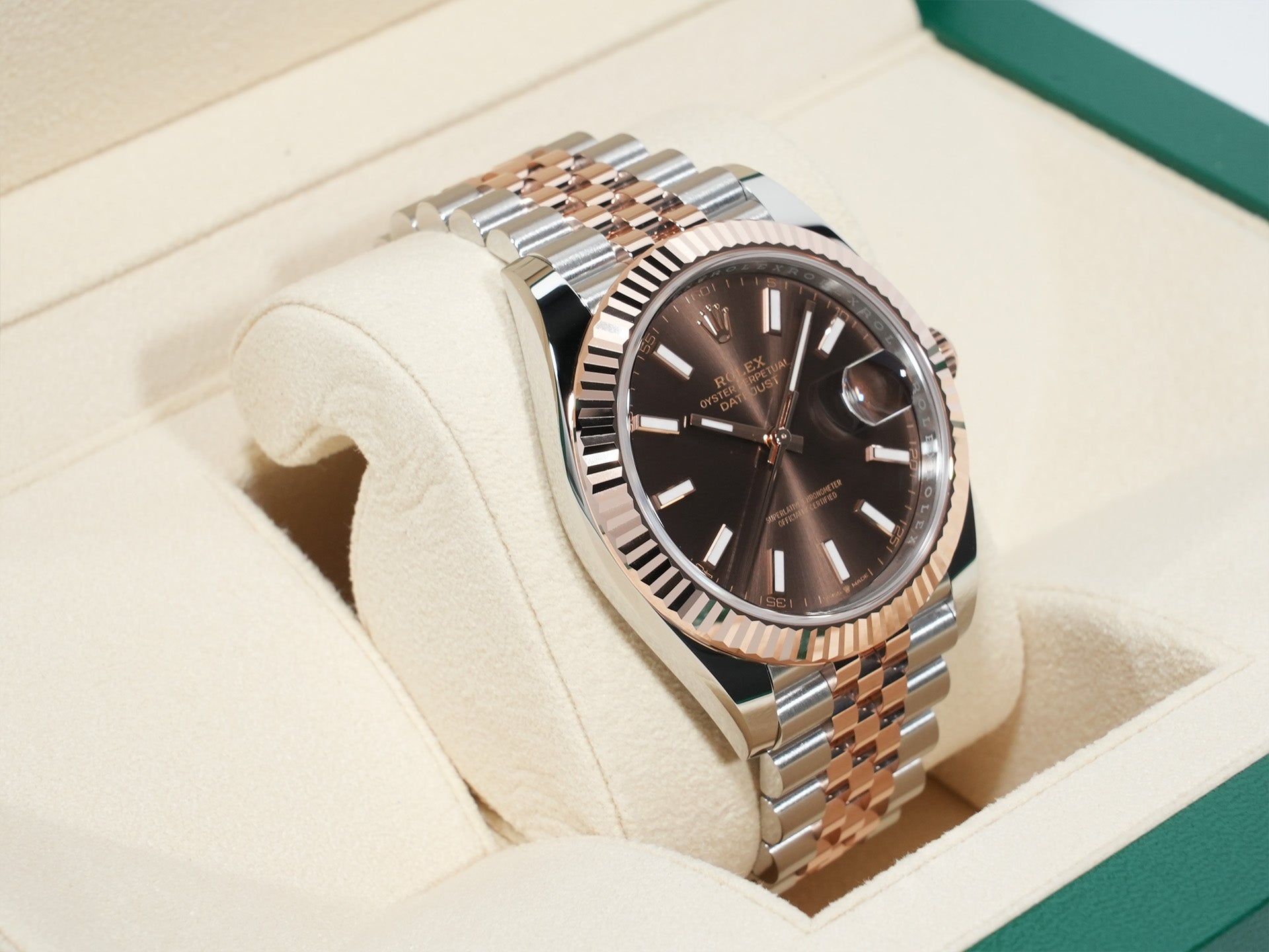 ロレックス デイトジャスト41 Ref.126331 ステンレススチール/エバーローズゴールド チョコレート文字盤 ジュビリーブレスレット 未使用 stibc8md