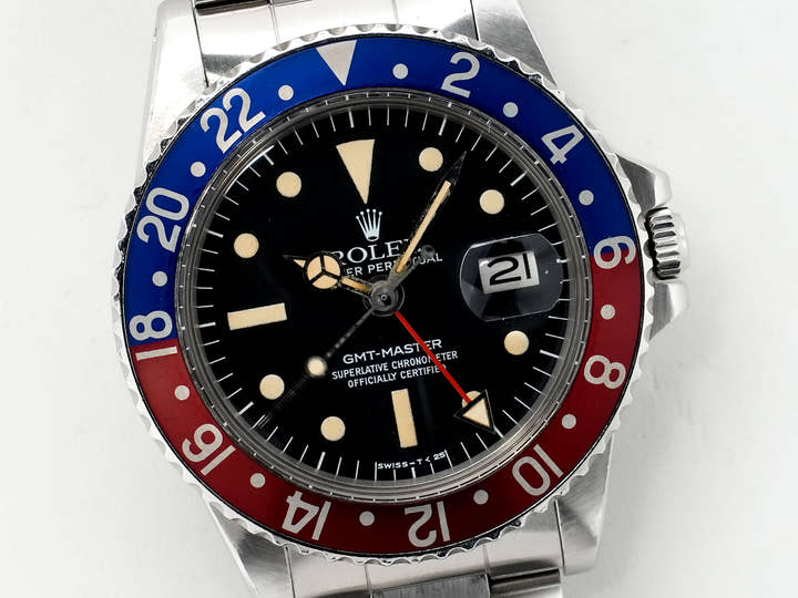 ロレックス GMTマスター Ref.1675 ステンレススチール ブラック文字盤 オイスターブレスレット 中古 ue3pxhxa