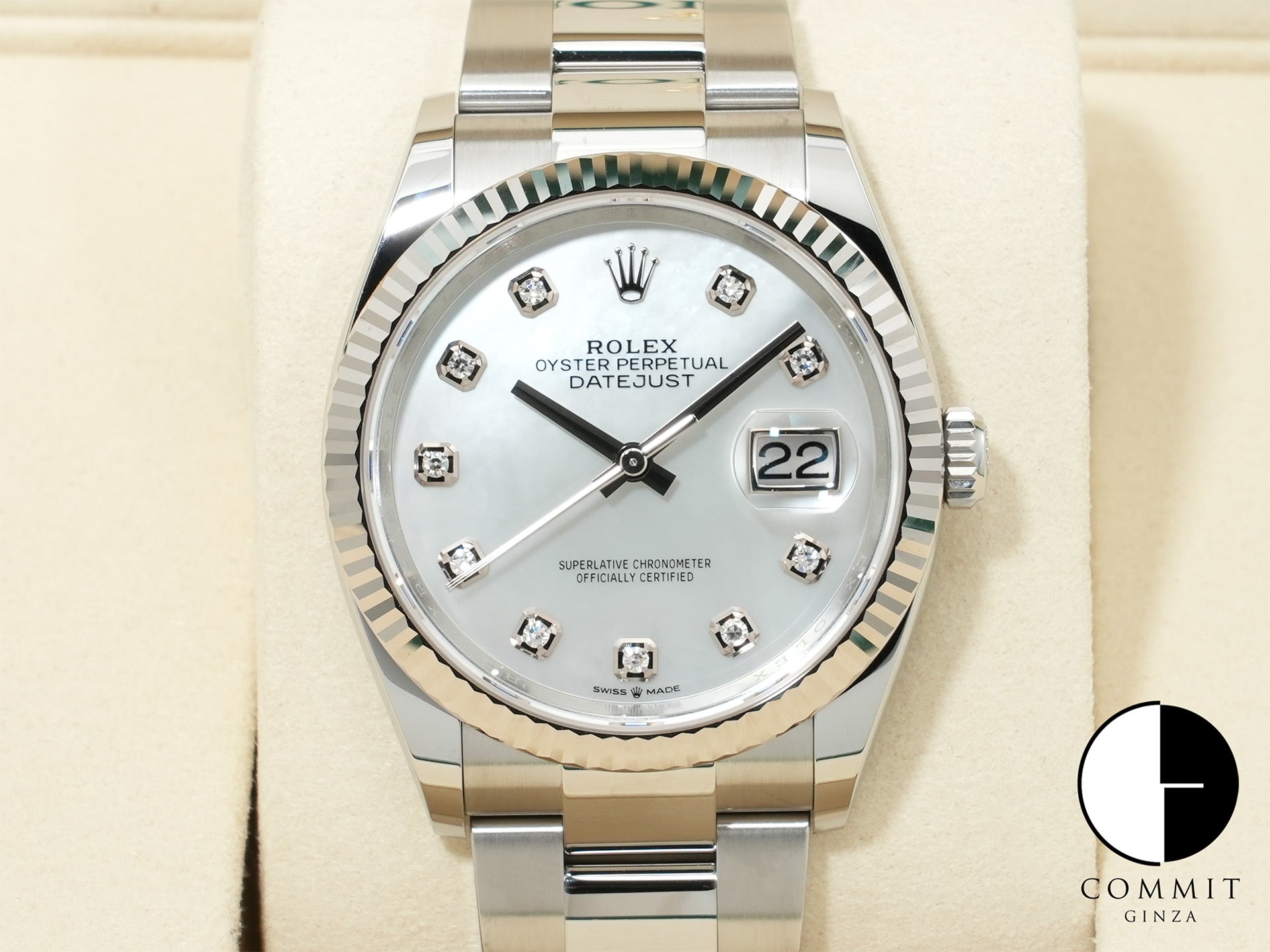 ロレックス デイトジャスト36 Ref.126234NG ステンレススチール/ホワイトゴールド ホワイトシェルx10Pダイヤ文字盤 オイスターブレスレット 未使用 evfcn79u