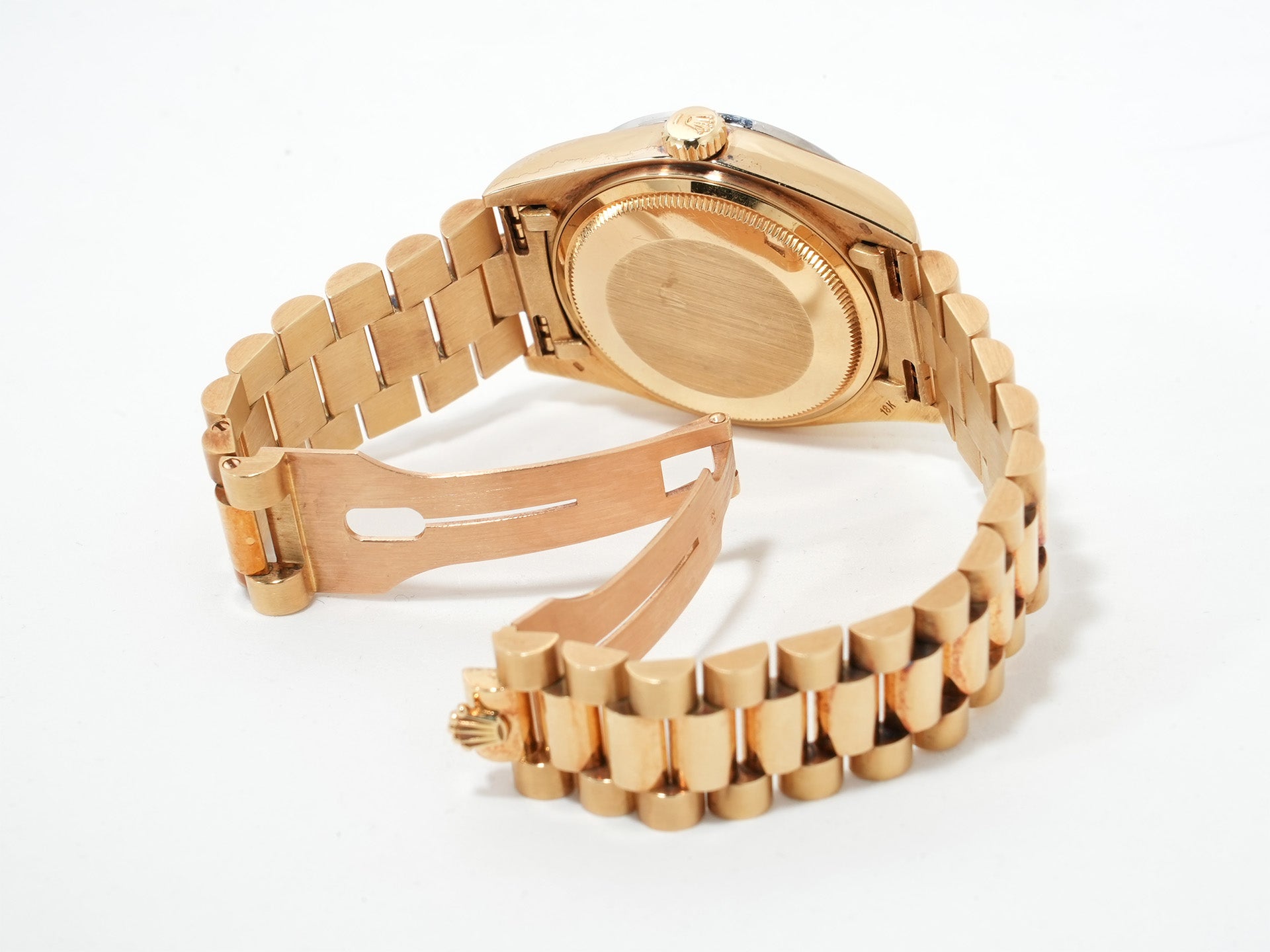 Pre-owned Rolex Day-Date 36 Ref. 18048 Yellow Gold Blue Gradient with Milliard Diamond Dial, President Bracelet (ikzdx52u)