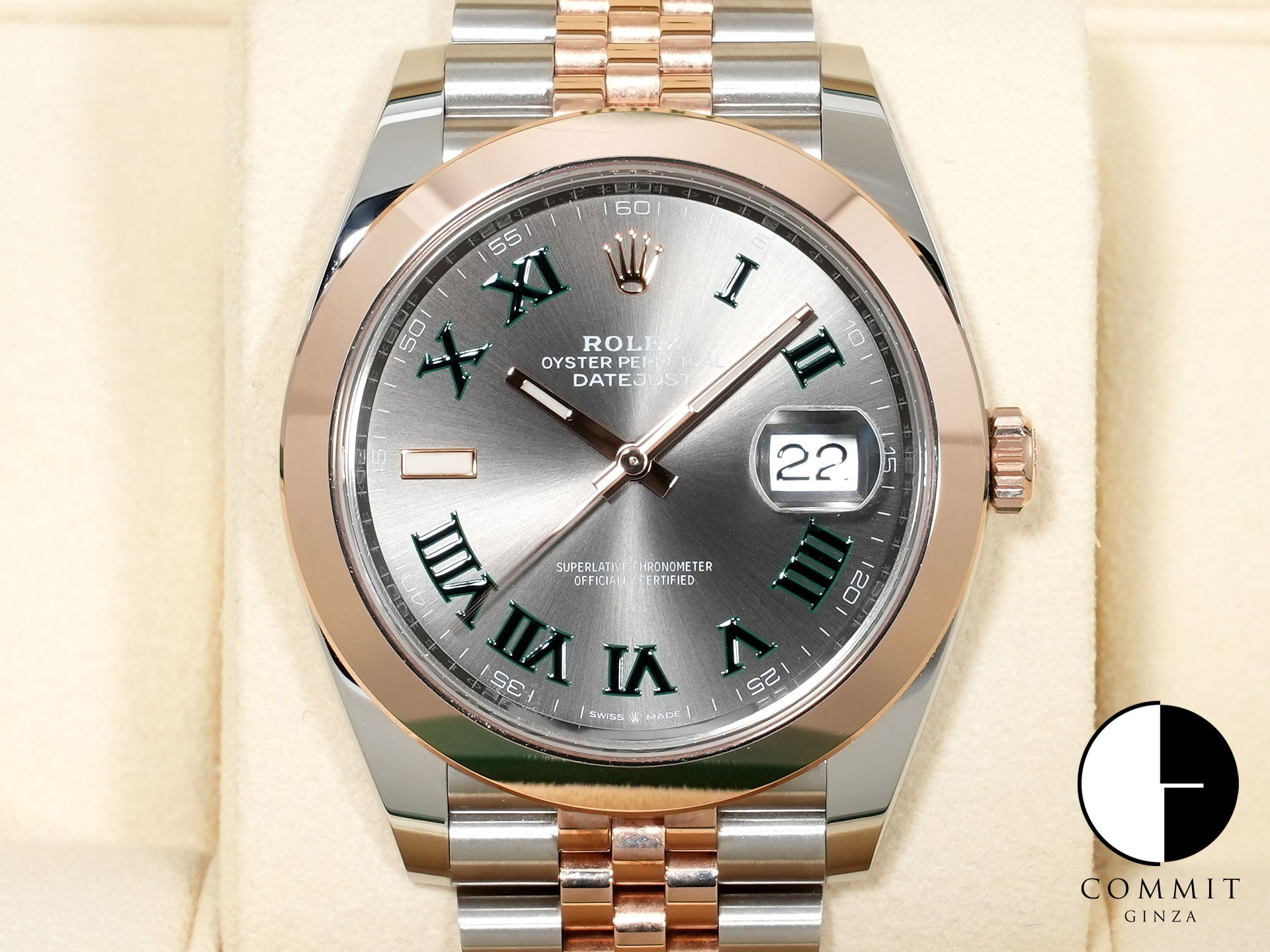 ロレックス デイトジャスト41 Ref.126301 ステンレススチール/エバーローズゴールド スレートローマン文字盤 ジュビリーブレスレット 中古 f7rv7r9z