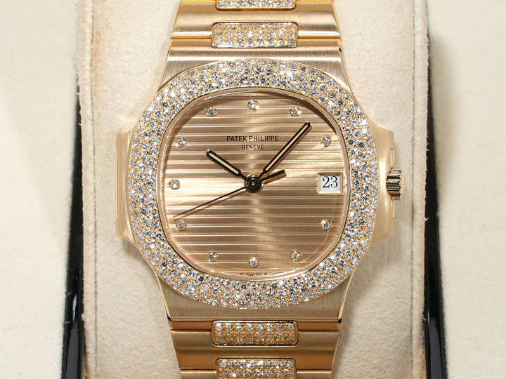 パテックフィリップ ノーチラス Ref.3800/5J-001 イエローゴールド シャンパンx11Pダイヤ文字盤 美中古 c8ez3p39