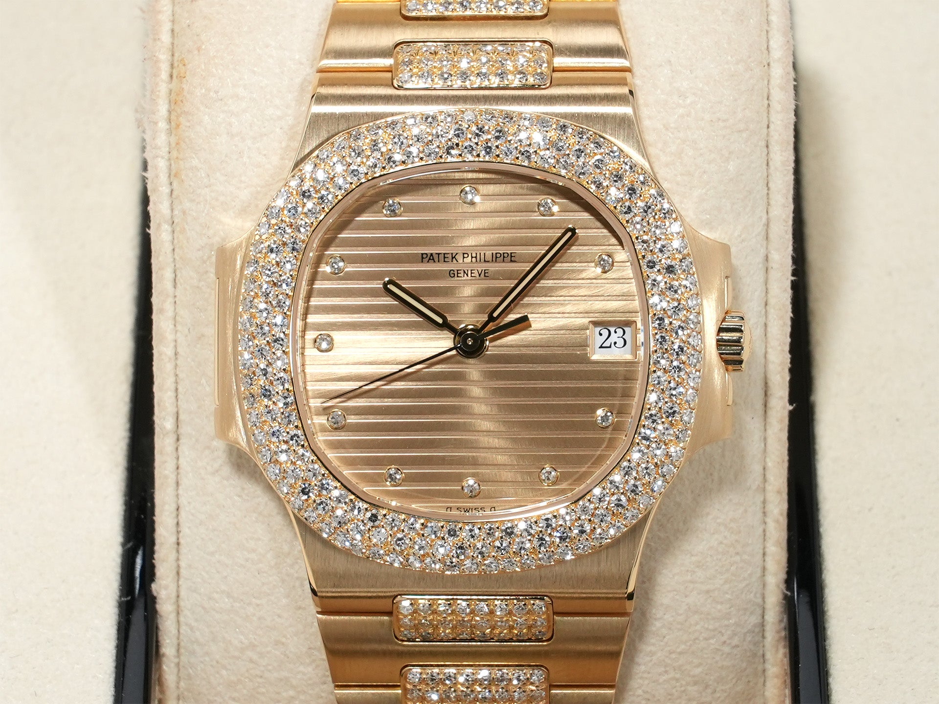 パテックフィリップ ノーチラス Ref.3800/5J-001 イエローゴールド シャンパンx11Pダイヤ文字盤 美中古 c8ez3p39