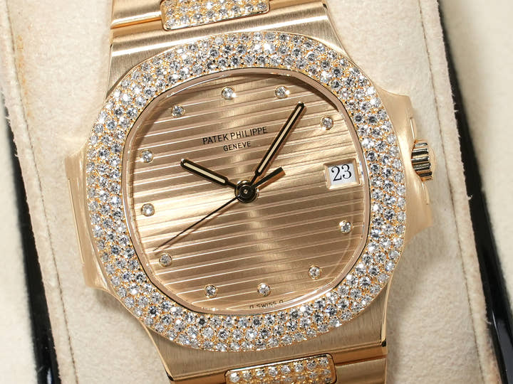 パテックフィリップ ノーチラス Ref.3800/5J-001 イエローゴールド シャンパンx11Pダイヤ文字盤 美中古 c8ez3p39