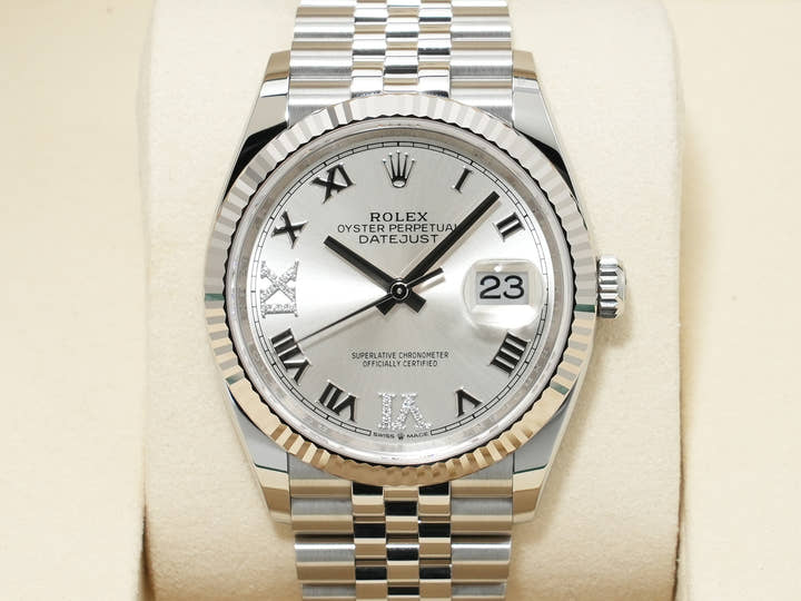 ロレックス デイトジャスト36 Ref.126234 ステンレススチール/ホワイトゴールド シルバーxダイヤモンド文字盤 ジュビリーブレスレット 未使用 6h89dshu