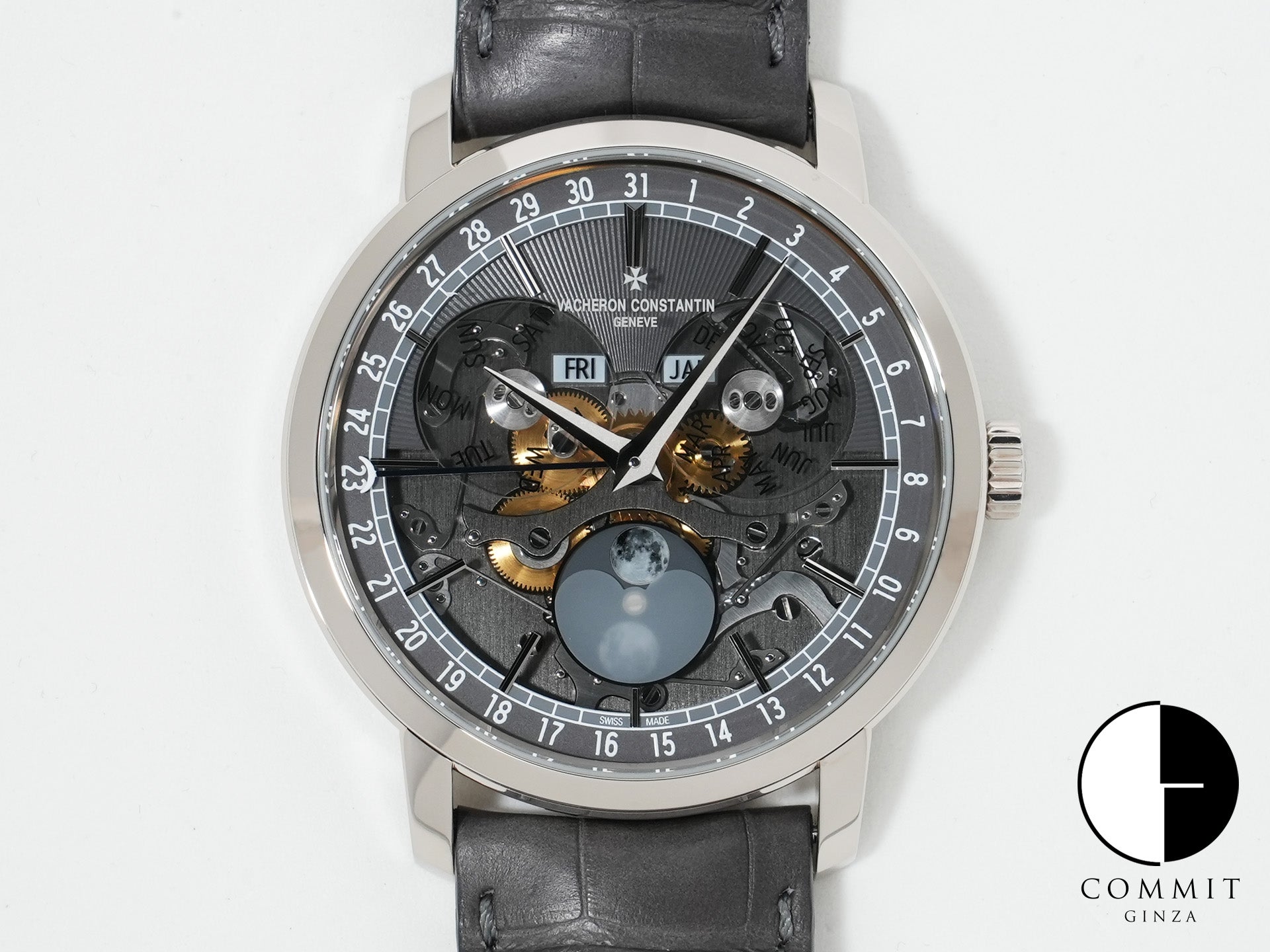 ヴァシュロンコンスタンタン トラディショナル コンプリートカレンダー オープンフェイス Ref.4020T/000G-B655 ホワイトゴールド スケルトン文字盤 美品 7s8j2ppp