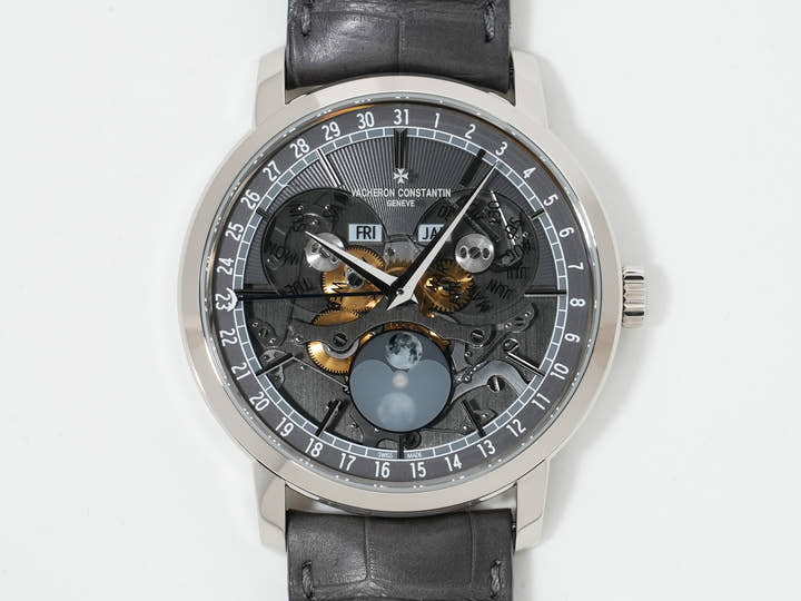 ヴァシュロンコンスタンタン トラディショナル コンプリートカレンダー オープンフェイス Ref.4020T/000G-B655 ホワイトゴールド スケルトン文字盤 美品 7s8j2ppp