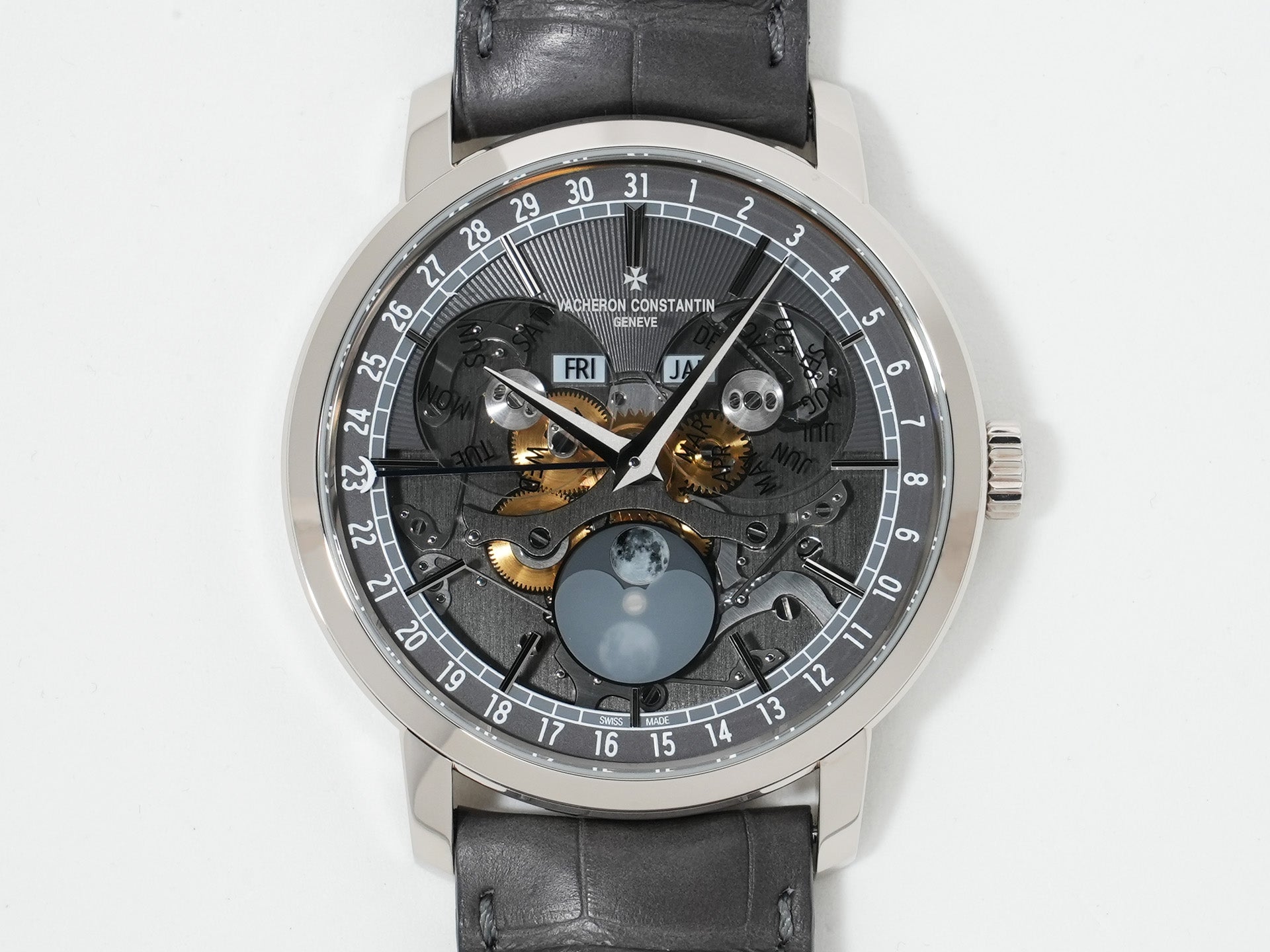 ヴァシュロンコンスタンタン トラディショナル コンプリートカレンダー オープンフェイス Ref.4020T/000G-B655 ホワイトゴールド スケルトン文字盤 美品 7s8j2ppp