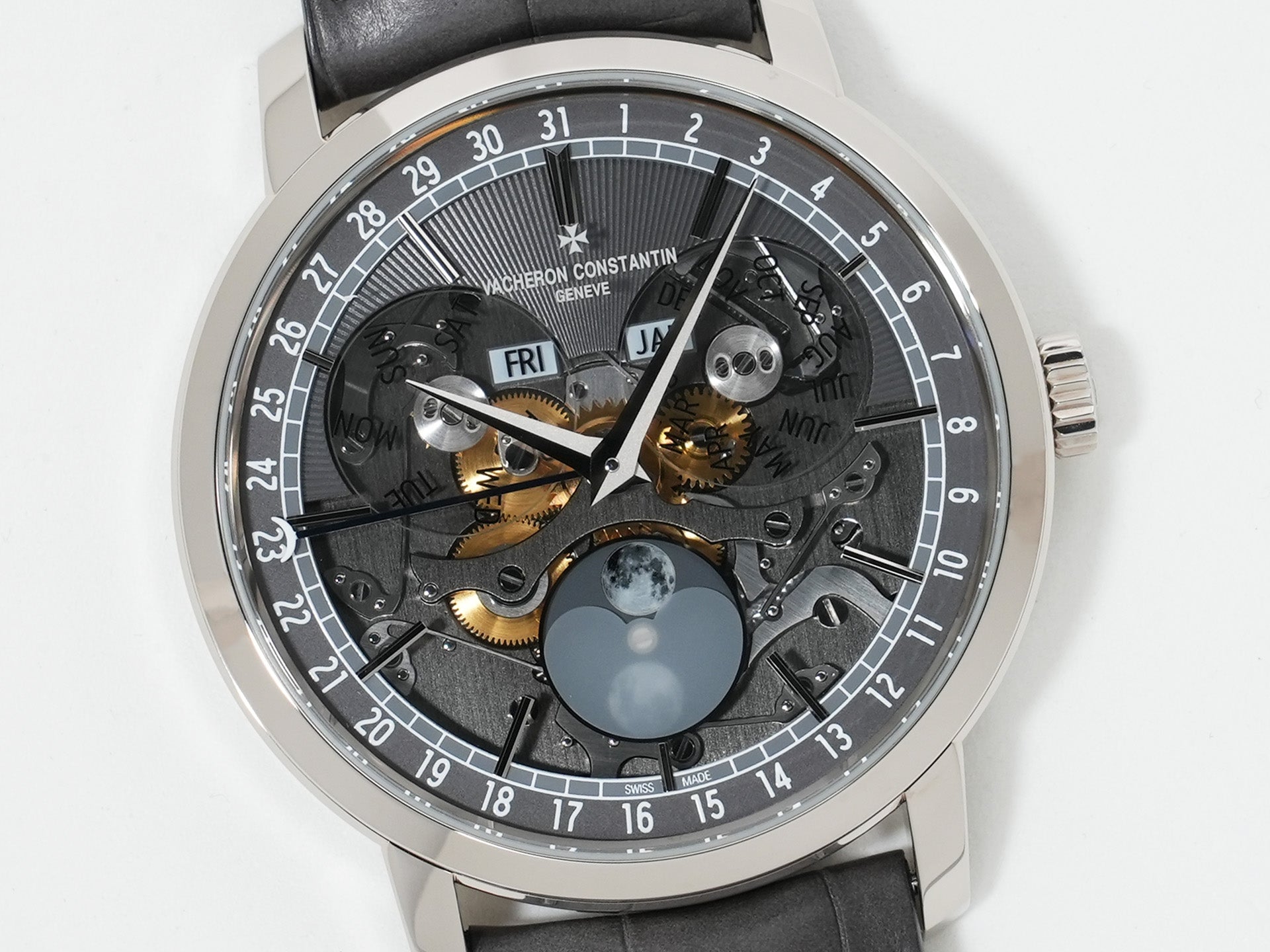 ヴァシュロンコンスタンタン トラディショナル コンプリートカレンダー オープンフェイス Ref.4020T/000G-B655 ホワイトゴールド スケルトン文字盤 美品 7s8j2ppp