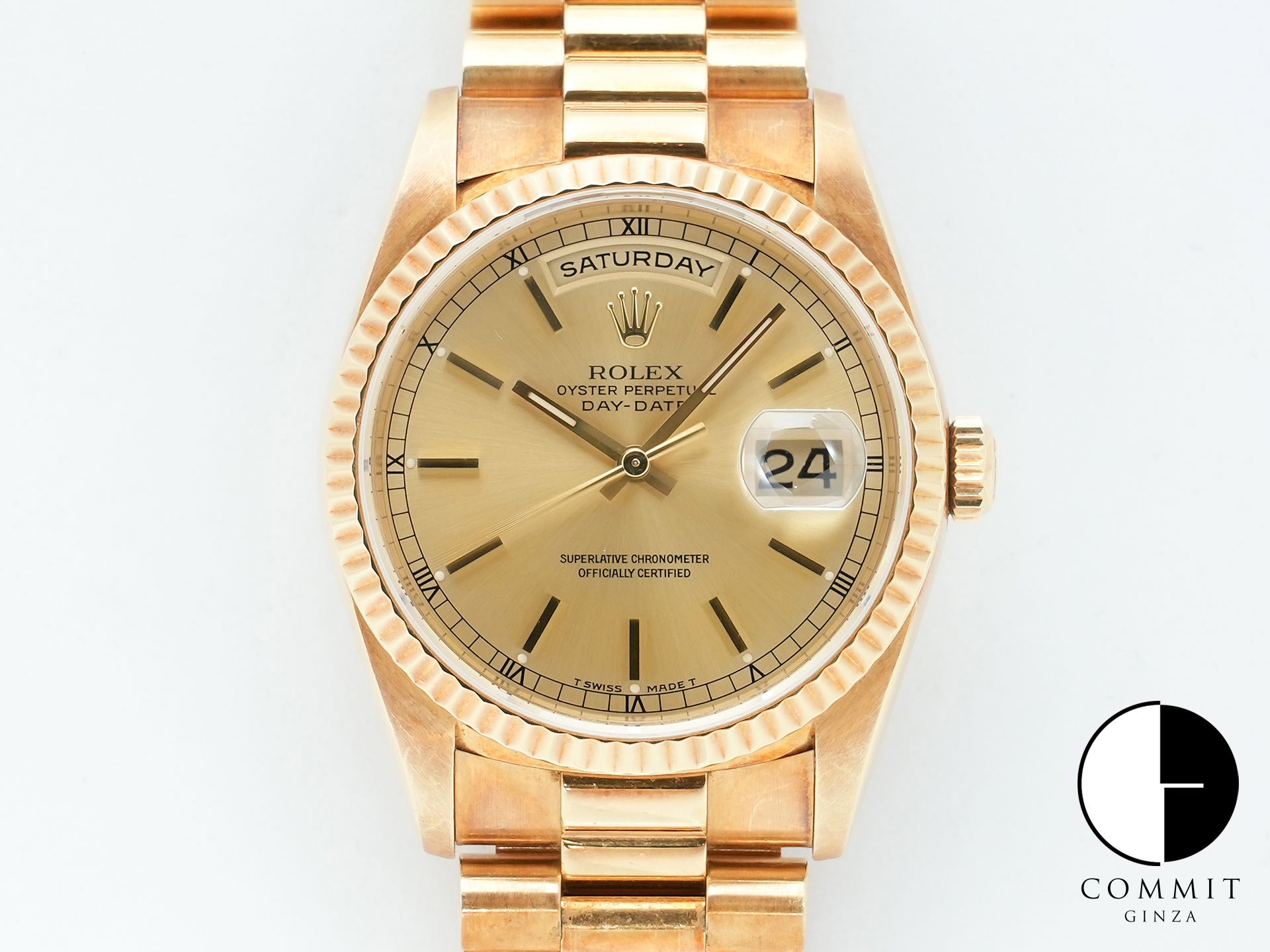 Pre-owned Rolex Day-Date 36 Ref. 18238 Yellow Gold with Champagne Gold Dial (tne6sddt)