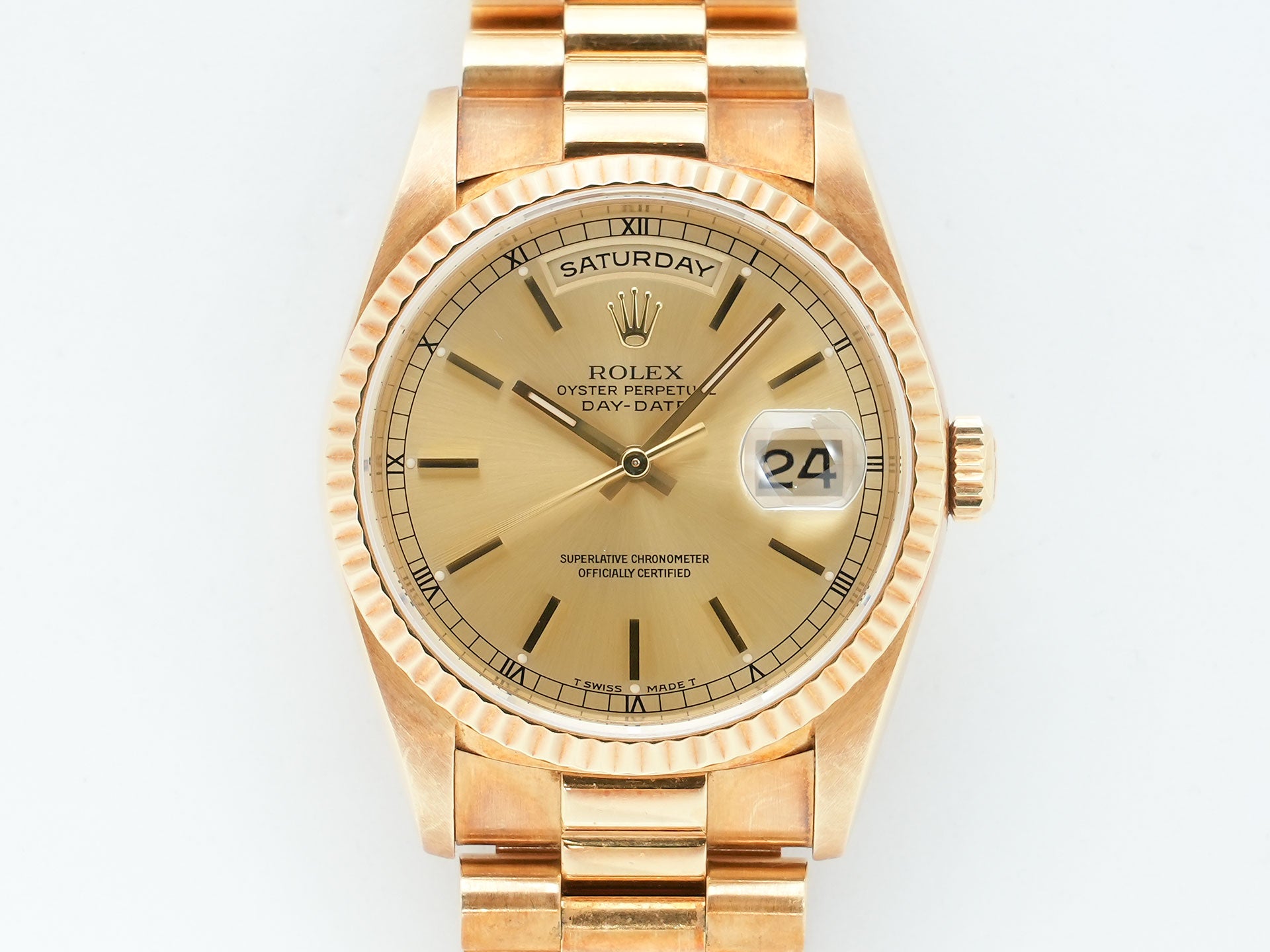 Pre-owned Rolex Day-Date 36 Ref. 18238 Yellow Gold with Champagne Gold Dial (tne6sddt)