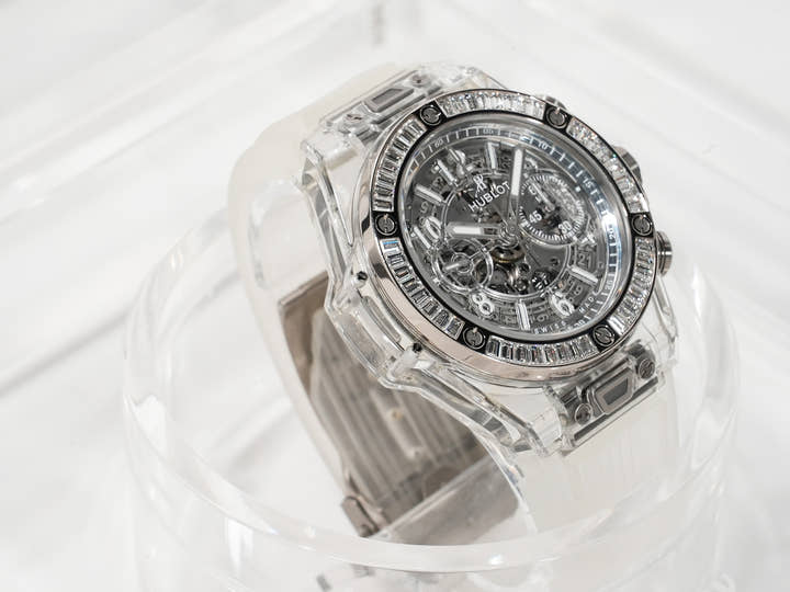 ウブロ ビッグバン ウニコ サファイアバゲット Ref.411.JX.4802.RT.1904 サファイアクリスタル スケルトン文字盤 美中古 tvspuxr6