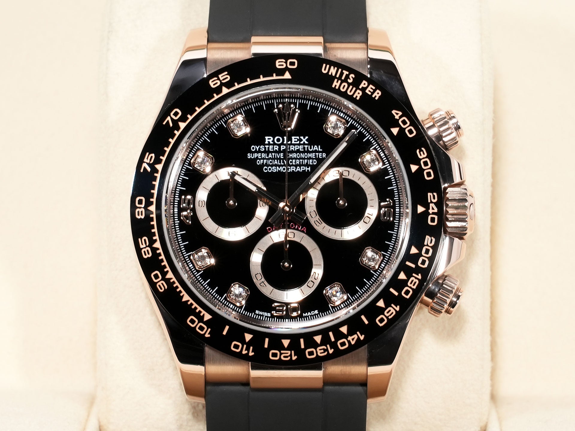 Rolex Daytona Ref. 116515LN Everose Gold with Black Diamond Dial, Excellent Condition, p299nywz