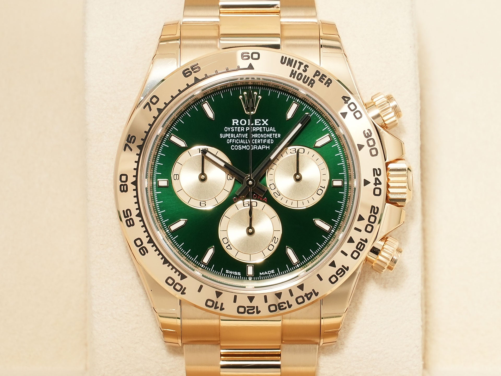 Rolex Daytona Ref. 126508 Yellow Gold Green Dial Unused wwc8aac6