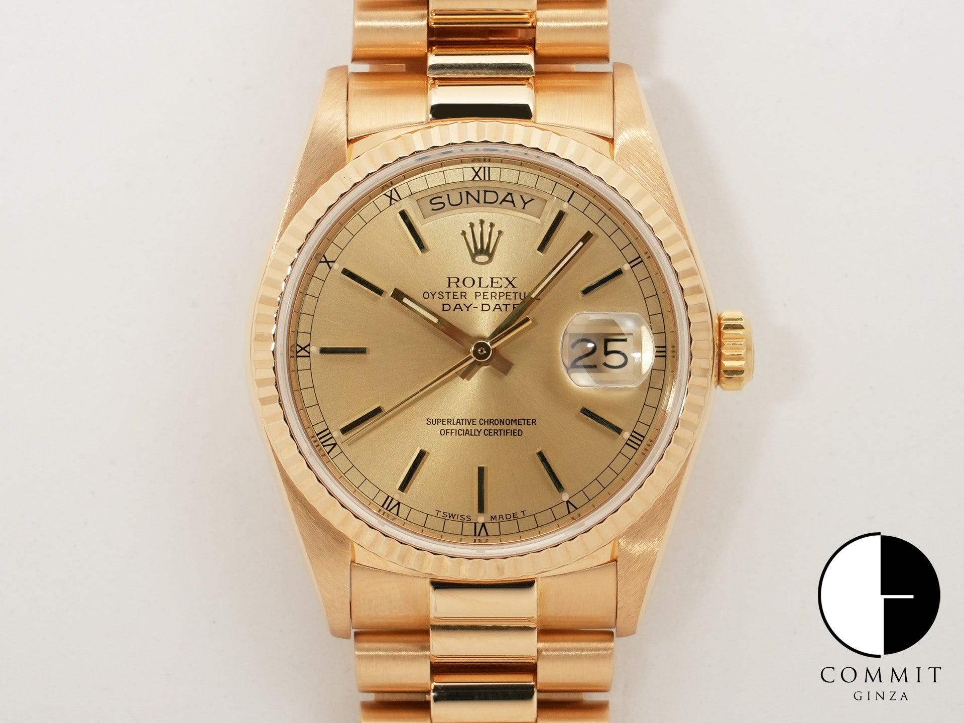 Rolex Day-Date 36 Ref. 18038 Yellow Gold Champagne Dial Pre-owned qu9zvzr3