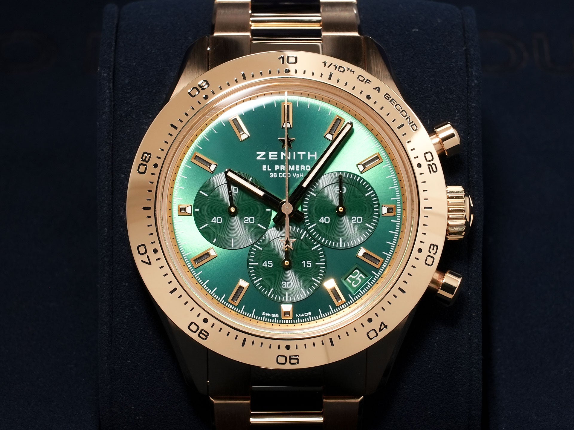 Zenith Chronomaster Sport Yoshida Special Ref. 30.3100.3600/56.M3100 Yellow Gold Green Dial Excellent Condition jna6ytvm