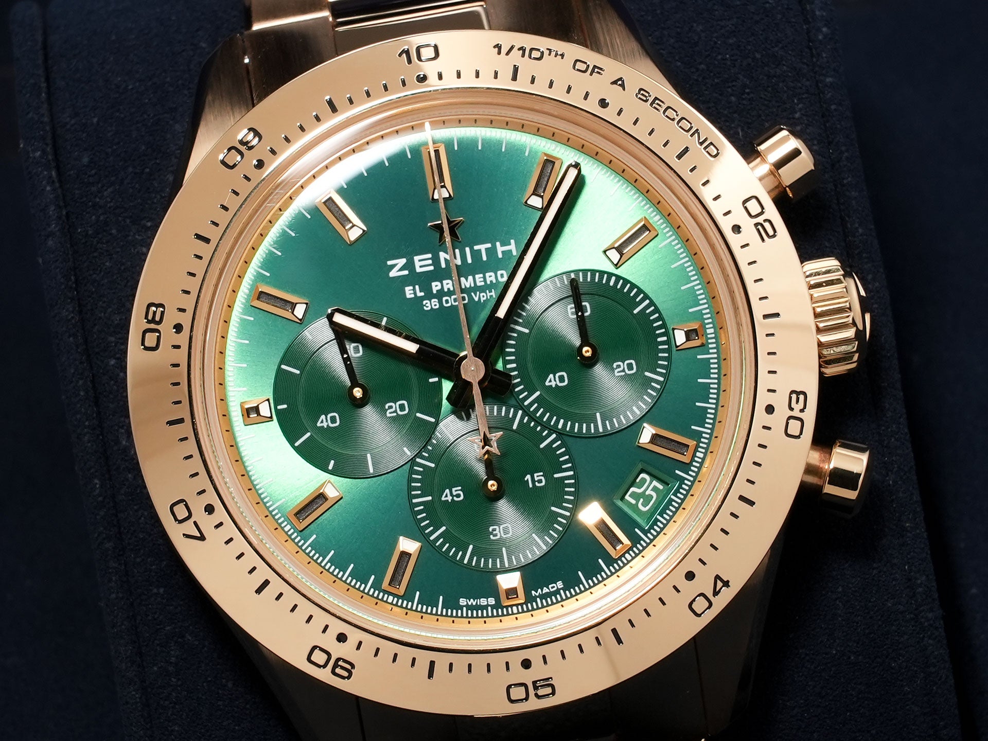 Zenith Chronomaster Sport Yoshida Special Ref. 30.3100.3600/56.M3100 Yellow Gold Green Dial Excellent Condition jna6ytvm
