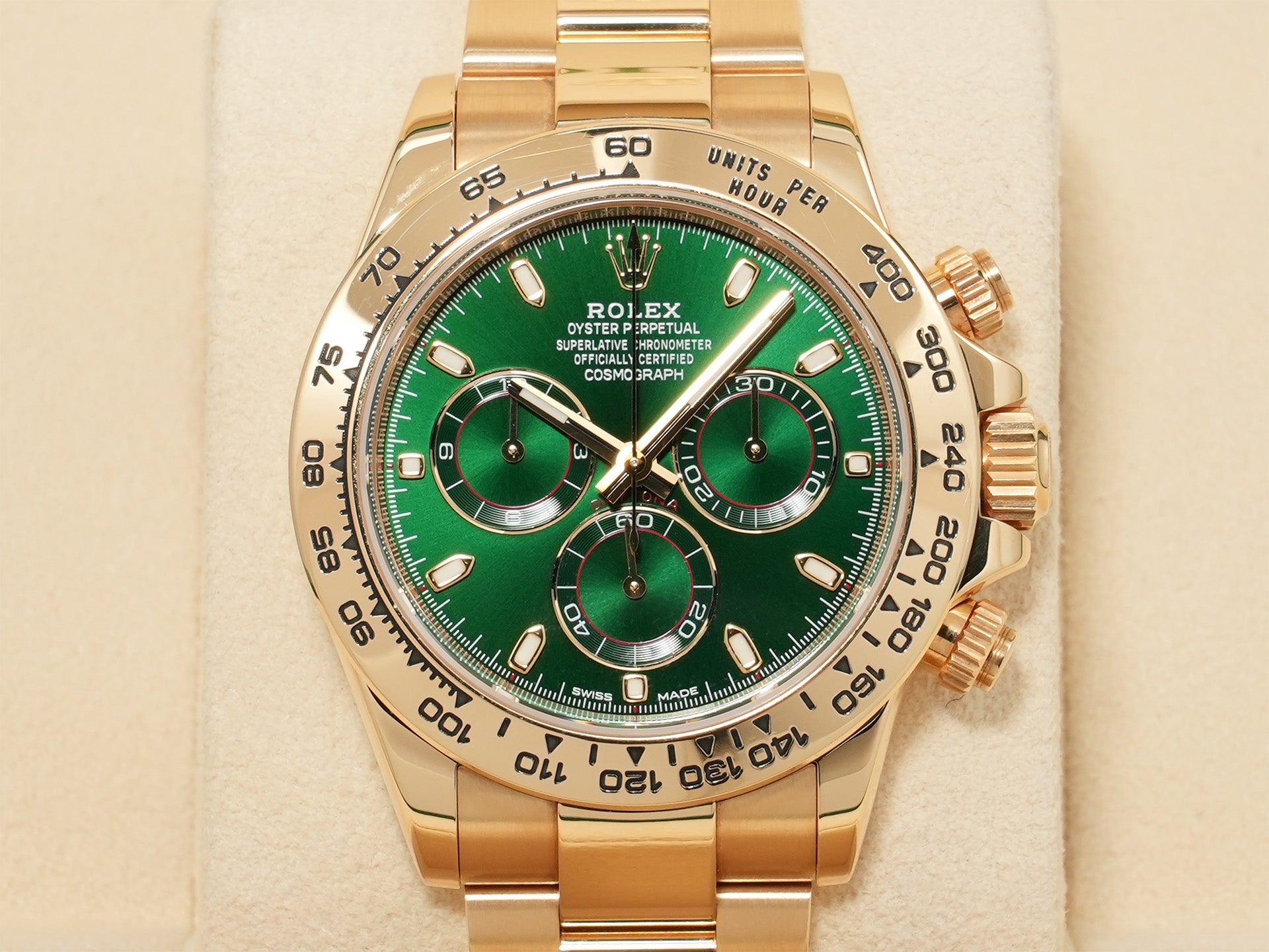 Pre-owned Rolex Daytona Ref. 116508 Yellow Gold with Green Dial (dfurpyei)