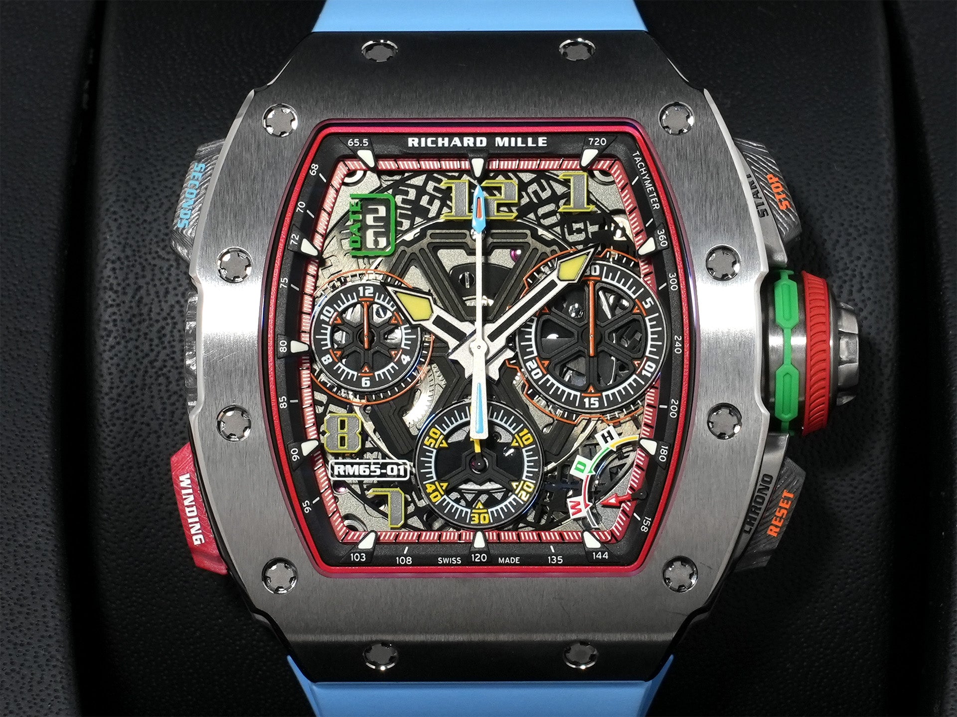 Richard Mille Automatic Split-Seconds Chronograph Ref. RM65-01 TI Titanium Skeleton Dial Excellent Condition Pre-Owned 2y37whkp