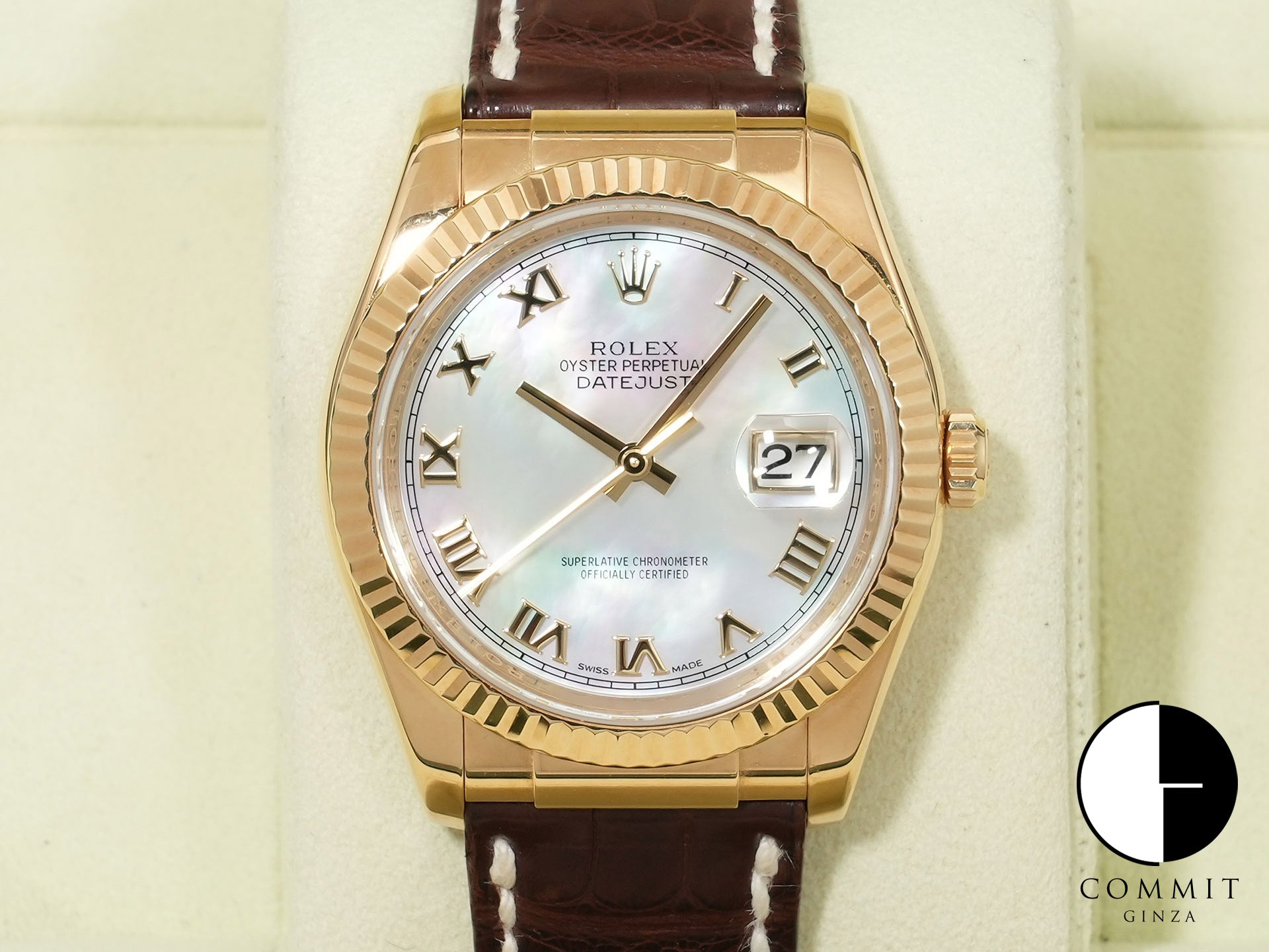 Rolex Datejust Ref. 116138 Yellow Gold White Mother-of-Pearl Dial Pre-owned b2r8kuqy