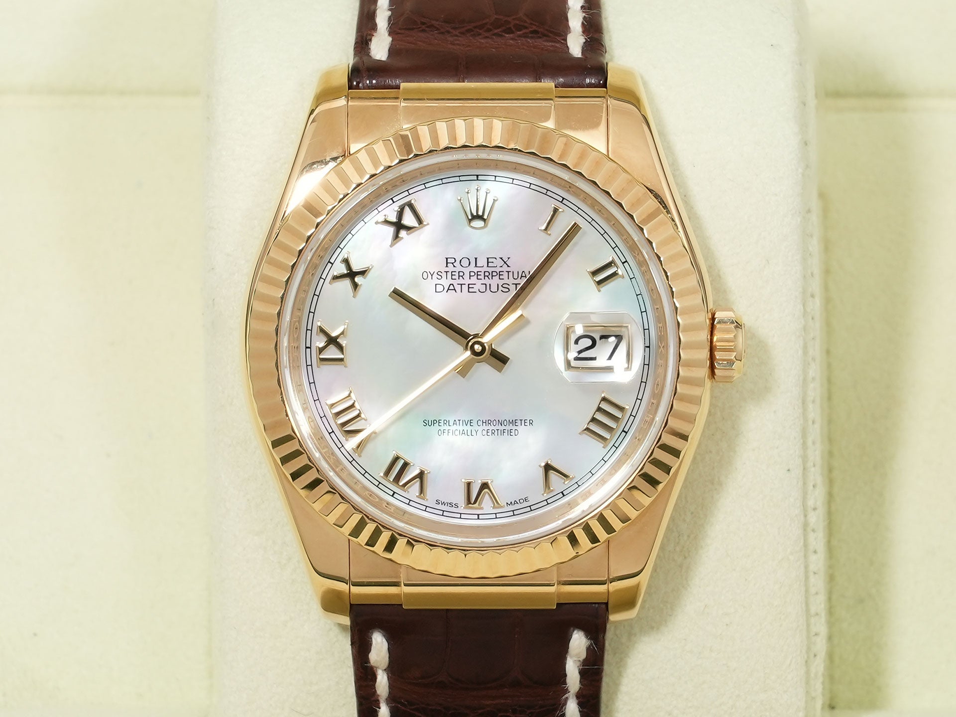 Rolex Datejust Ref. 116138 Yellow Gold White Mother-of-Pearl Dial Pre-owned b2r8kuqy