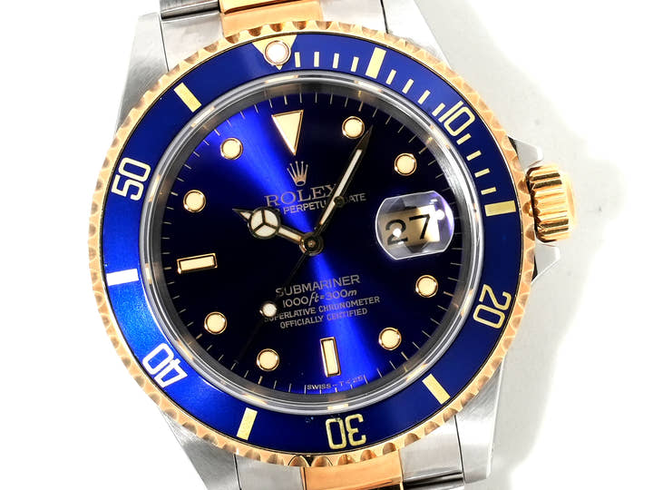 Pre-owned Rolex Submariner Date Ref. 16613 Stainless Steel/Yellow Gold Blue Dial eouhrbao