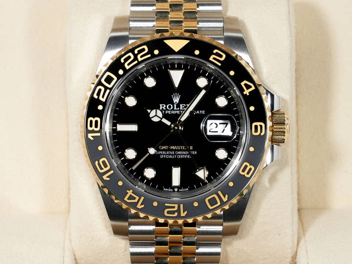 Rolex GMT-Master II Ref. 126713GRNR Stainless Steel/Yellow Gold Black Dial Jubilee Bracelet Excellent Condition 8csiffn3