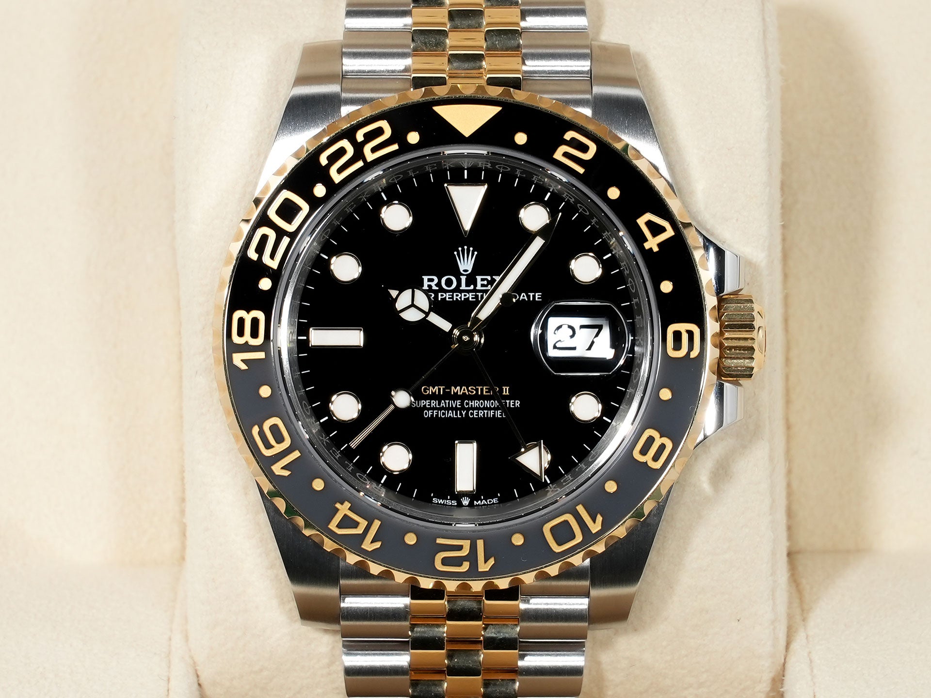 Rolex GMT-Master II Ref. 126713GRNR Stainless Steel/Yellow Gold Black Dial Jubilee Bracelet Excellent Condition 8csiffn3