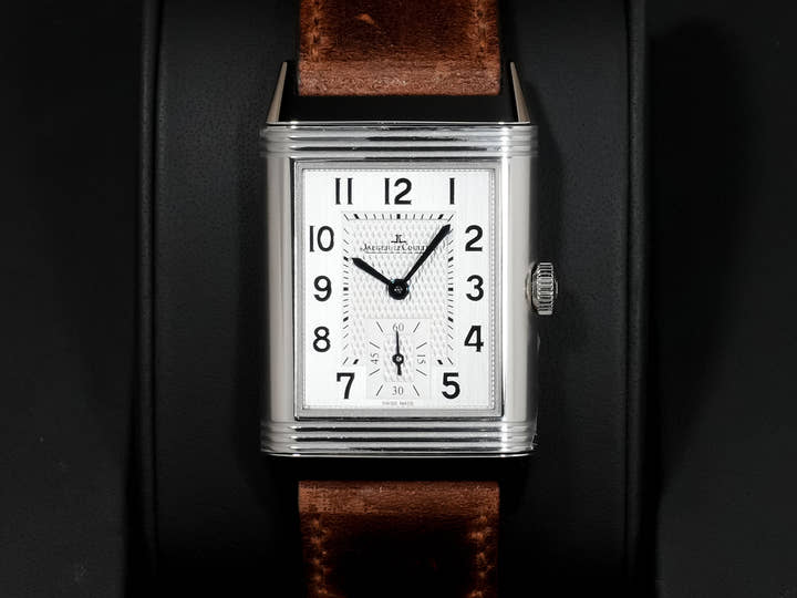 Jaeger-LeCoultre Reverso Classic Duo Small Seconds Ref. Q2458422 Stainless Steel Silver and Black Dial Excellent Condition 8w2uagfb