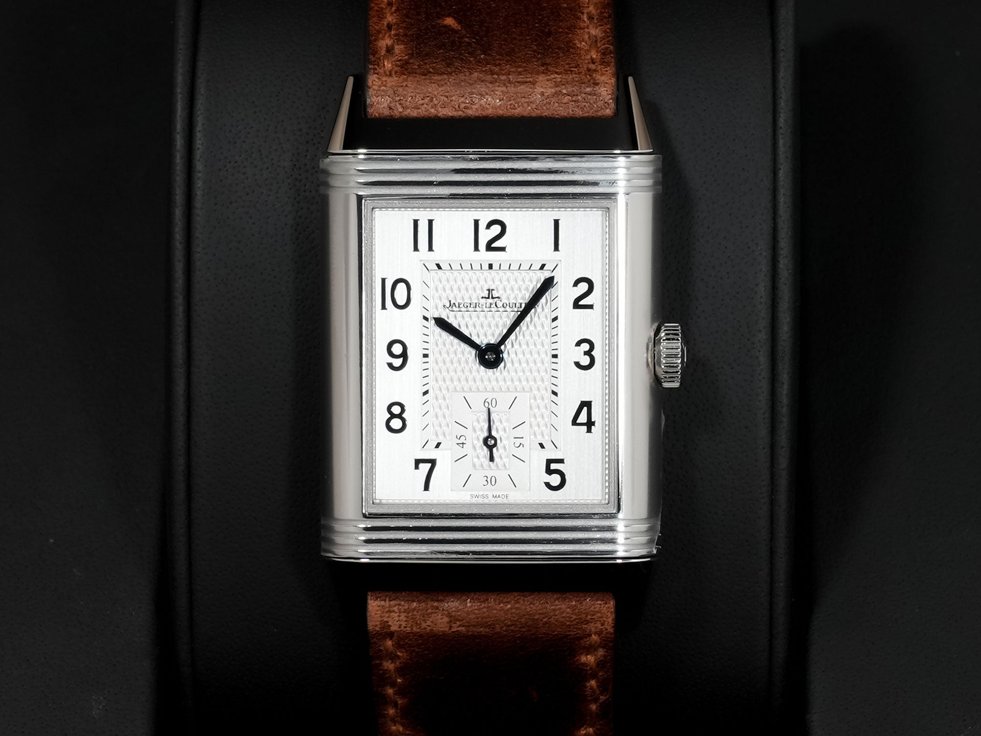 Jaeger-LeCoultre Reverso Classic Duo Small Seconds Ref. Q2458422 Stainless Steel Silver and Black Dial Excellent Condition 8w2uagfb