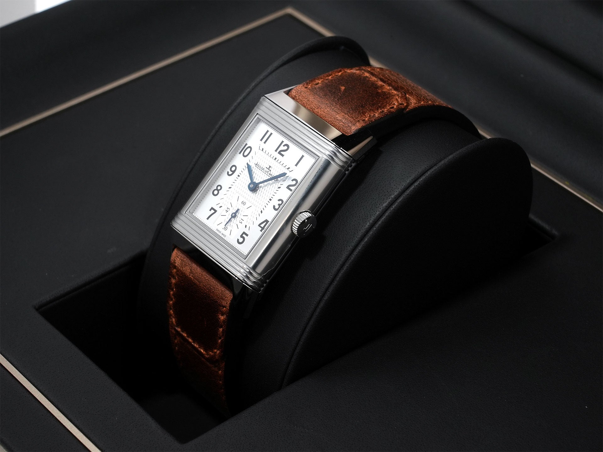 Jaeger-LeCoultre Reverso Classic Duo Small Seconds Ref. Q2458422 Stainless Steel Silver and Black Dial Excellent Condition 8w2uagfb