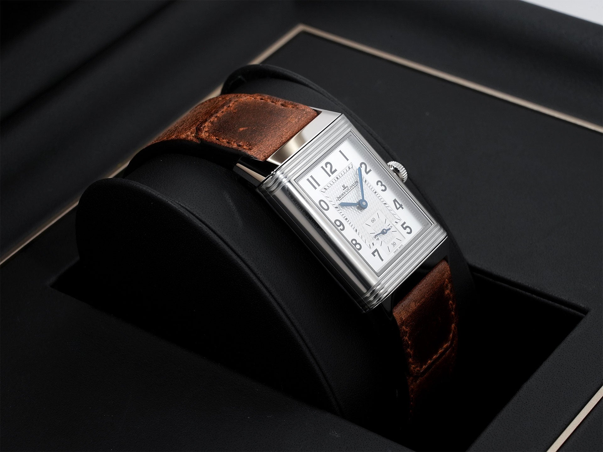 Jaeger-LeCoultre Reverso Classic Duo Small Seconds Ref. Q2458422 Stainless Steel Silver and Black Dial Excellent Condition 8w2uagfb