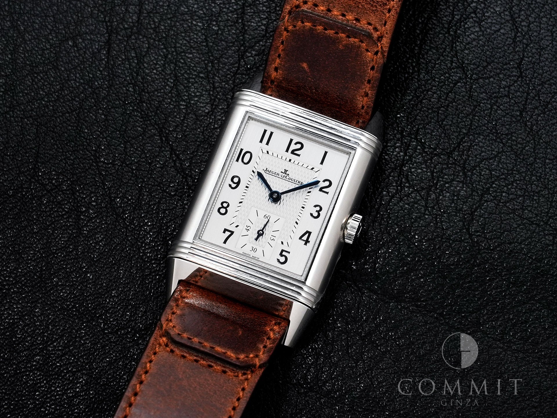 Jaeger-LeCoultre Reverso Classic Duo Small Seconds Ref. Q2458422 Stainless Steel Silver and Black Dial Excellent Condition 8w2uagfb