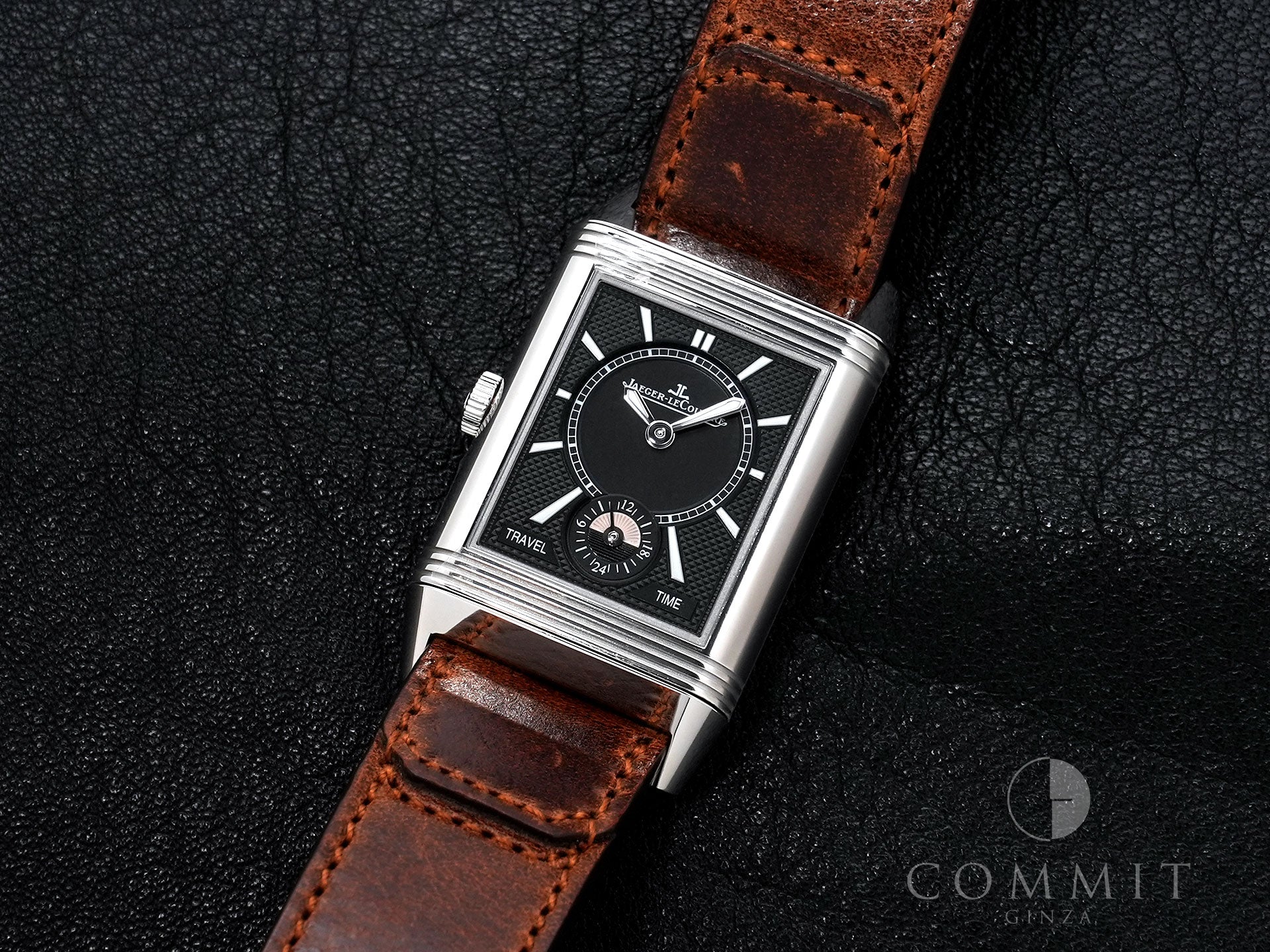 Jaeger-LeCoultre Reverso Classic Duo Small Seconds Ref. Q2458422 Stainless Steel Silver and Black Dial Excellent Condition 8w2uagfb