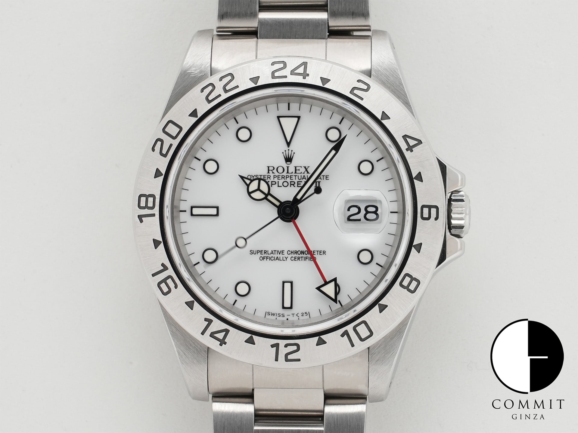 Pre-owned Rolex Explorer II Ref. 16570 Stainless Steel White Dial Oyster Bracelet mg52t55y