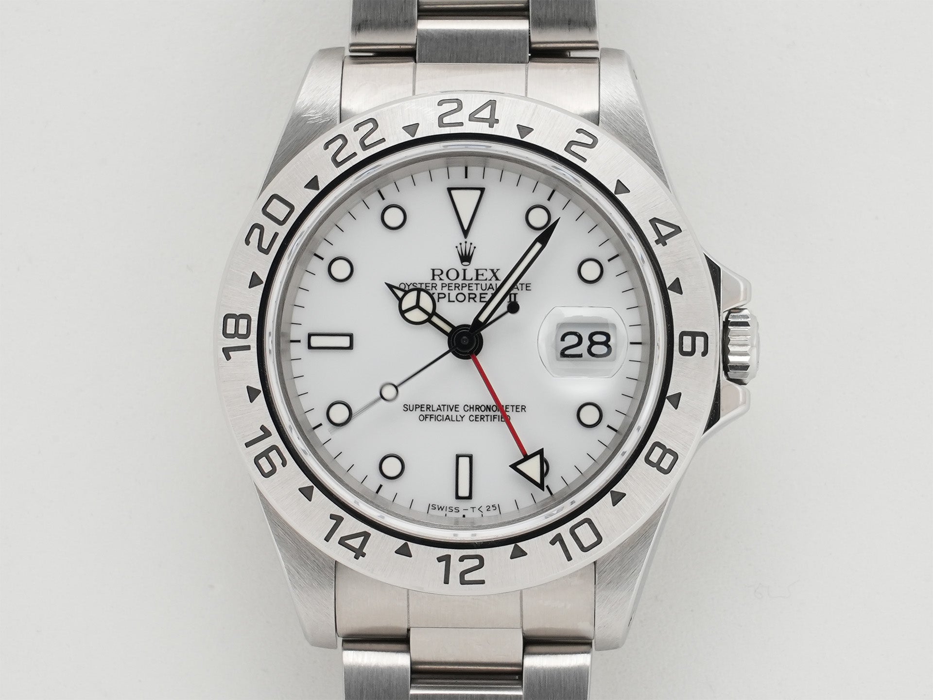 Pre-owned Rolex Explorer II Ref. 16570 Stainless Steel White Dial Oyster Bracelet mg52t55y