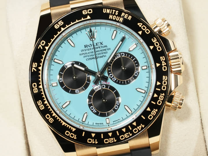 Rolex Daytona Ref. 126518LN Yellow Gold Turquoise Blue Dial Unused gihktodo