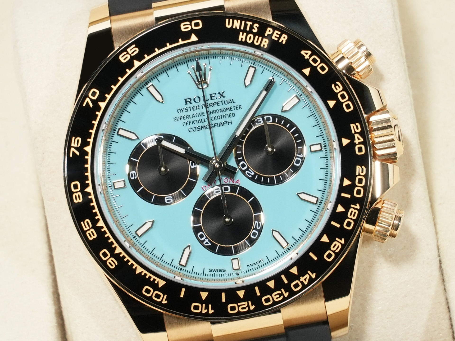 Rolex Daytona Ref. 126518LN Yellow Gold Turquoise Blue Dial Unused gihktodo