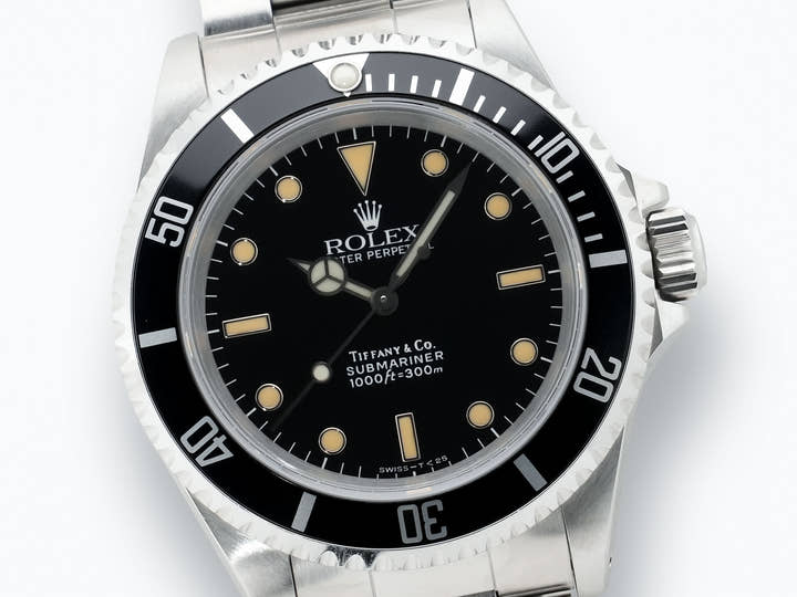 Pre-owned Rolex Submariner No Date Tiffany Ref. 14060 Stainless Steel Black Dial 6ktr356q