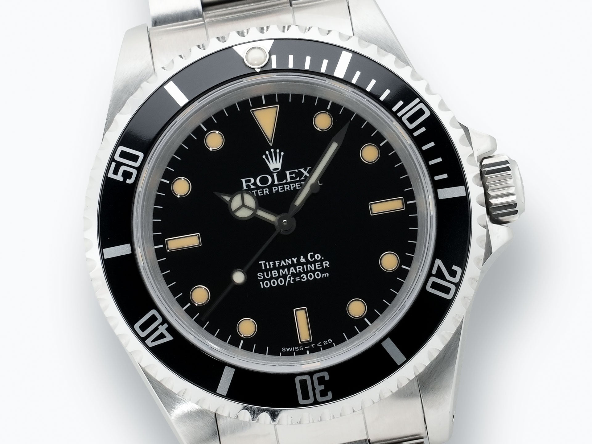 Pre-owned Rolex Submariner No Date Tiffany Ref. 14060 Stainless Steel Black Dial 6ktr356q