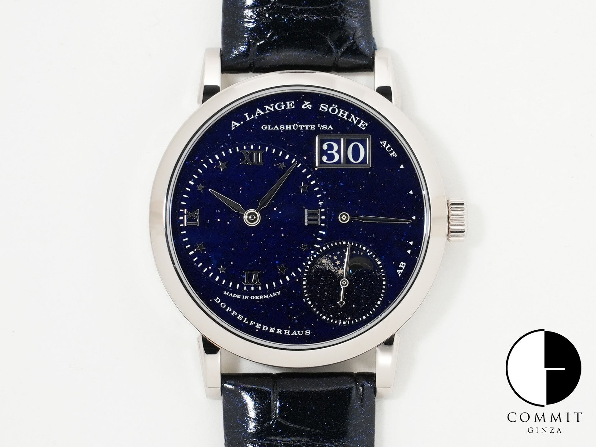 A. Lange &amp; Söhne Little Lange 1 Moon Phase Ref. 182.086 White Gold Blue Dial Unused 3usk45kz